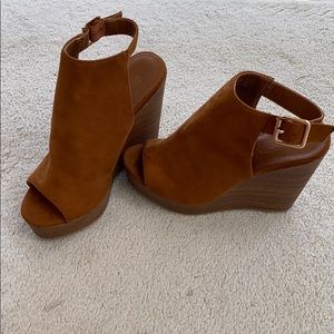 Brown suede wedges